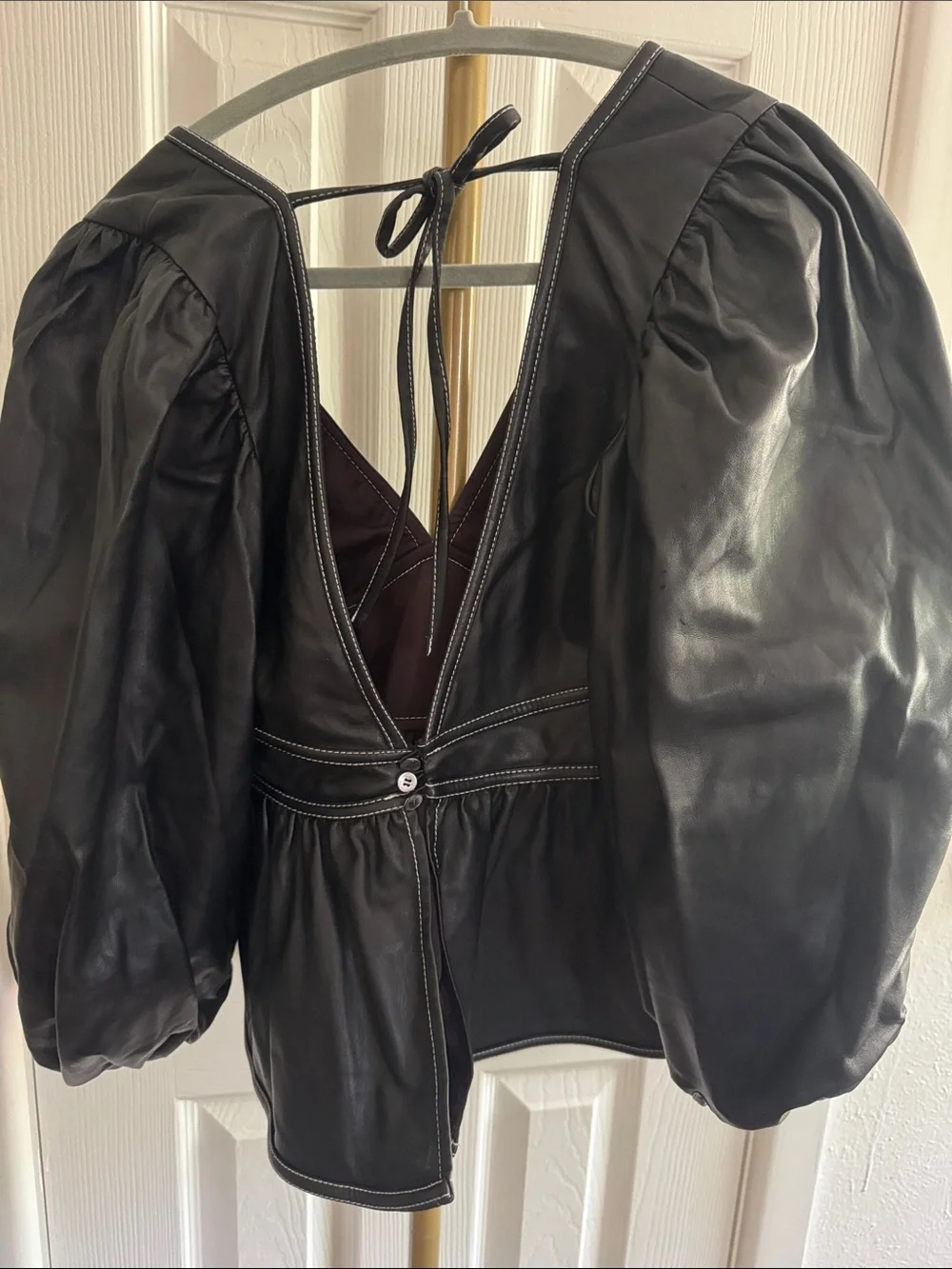 Luna Vegan Leather Peplum Top